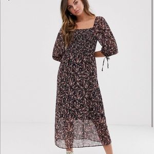 ASOS black floral midi dress
